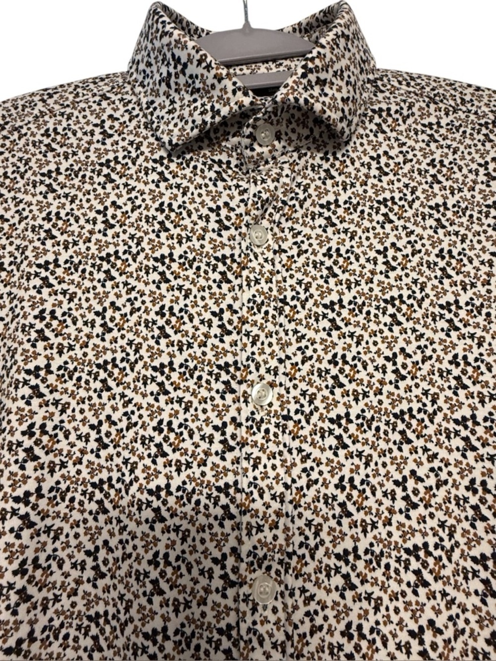 Murano Liquid Luxury Men’s Slim Fit Floral Button Up Shirt L Cotton Quiet Luxury
